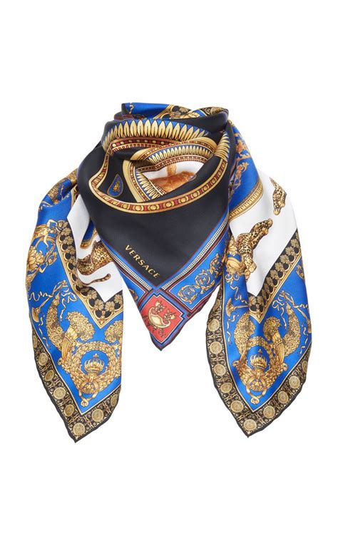 versace print head scarf|versace printed silk scarf.